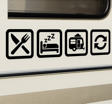 Sticker camping car caravane manger dormir répéter - TenStickers
