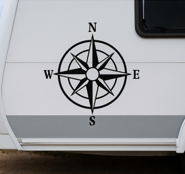 Sticker camping car carte rose des vents - TenStickers