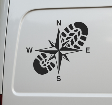 Sticker camping car chaussure rose des vents - TenStickers