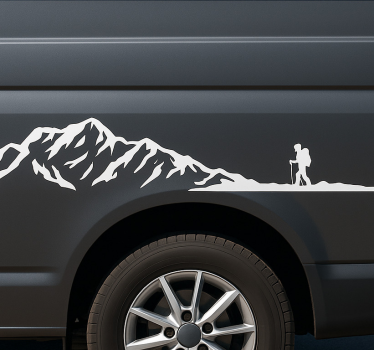 Sticker camping car côté randonnée en montagne - TenStickers