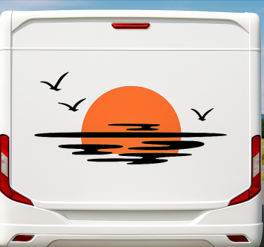 Sticker camping car coucher de soleil orange - TenStickers