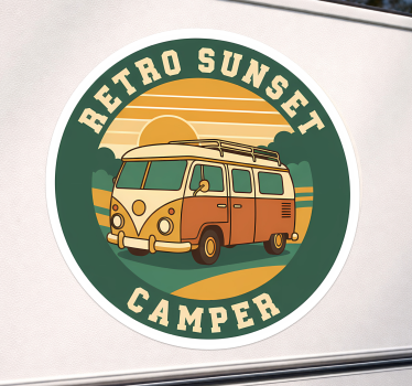 Sticker camping car coucher de soleil rétro - TenStickers