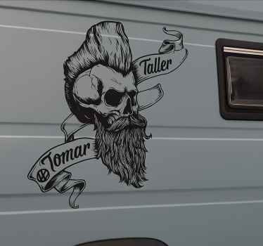 Sticker camping car crâne d'homme rugueux - TenStickers