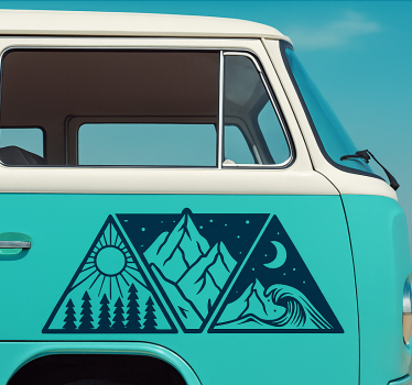 Sticker camping car Éléments nature triangulaires - TenStickers