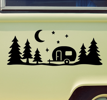 Sticker camping car forêt et ciel nocturne - TenStickers