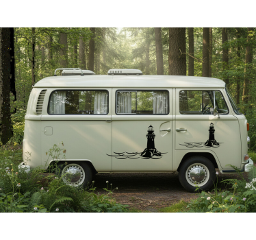 Sticker camping car graphique océan côtier - TenStickers