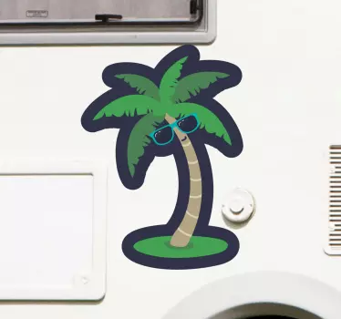 Sticker camping car palmier avec des lunettes de soleil - TenStickers
