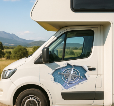 Sticker camping car rose des vents effet 3d - TenStickers