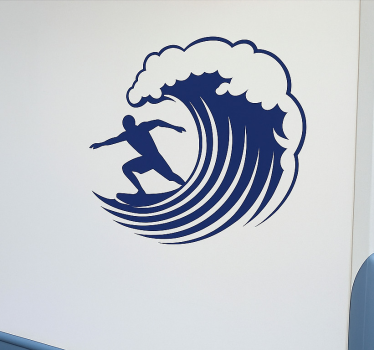Sticker camping car vague et surfer - TenStickers