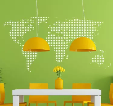 Sticker carte monde carrés - TenStickers