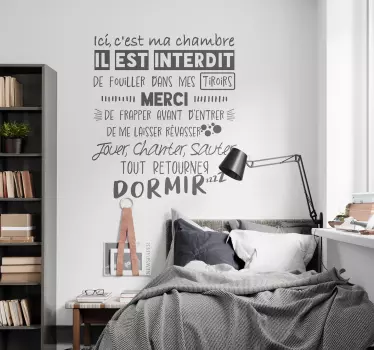 Sticker chambre ado texte C'est ma chambre - TenStickers