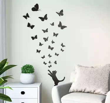 Sticker papillons et chat unicolores - TenStickers