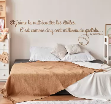 Sticker mural citation en français Petit Prince étoiles - TenStickers