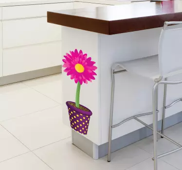 Sticker cuisine tournesol rouge dans son pot - TenStickers
