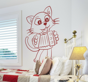 Sticker enfant chat accordéon - TenStickers