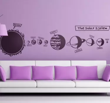 Sticker espace système solaire monochrome - TenStickers