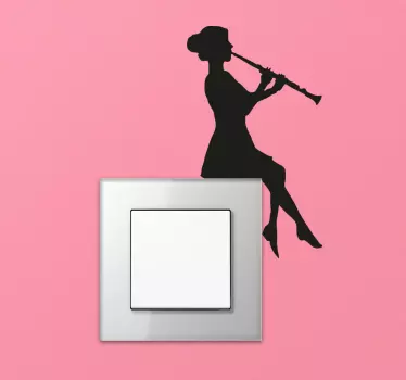 Sticker mural salon interrupteur joueuse de clarinette - TenStickers