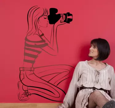 Sticker femme photographe - TenStickers