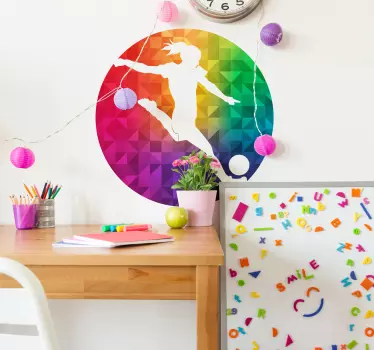 Sticker mural footballeuse multicolore - TenStickers