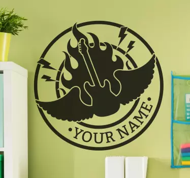 Sticker guitare en feu - TenStickers