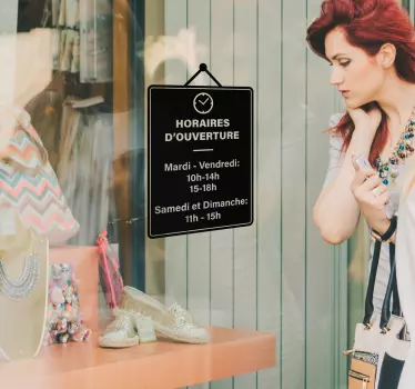 Sticker vitrine personnalisé horaires magasin - TenStickers