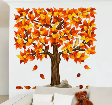 Sticker illustration arbre automne - TenStickers