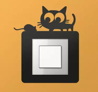 Sticker interrupteur noir chat et souris - TenStickers