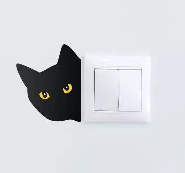 Sticker pour interrupteur chat qui se cache - TenStickers