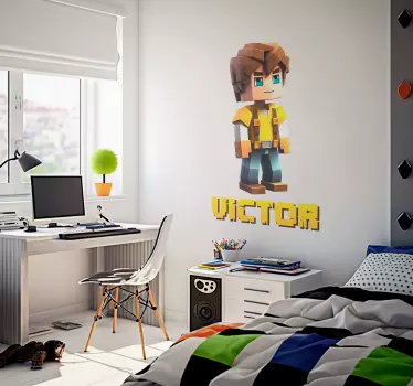 Sticker jeu vidéo personnage pixel avec nom - TenStickers