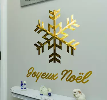 Sticker vitrine Noël Joyeux Noël flocon doré - TenStickers