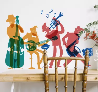 Sticker Mural Dessin Musiciens - TenStickers