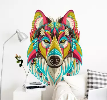 Sticker Mural Loup Tribal - TenStickers