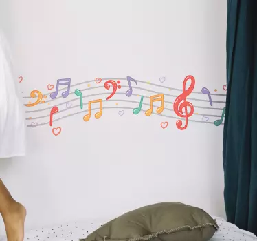 Sticker Chambre Enfant Notes de Musiques Colorées - TenStickers