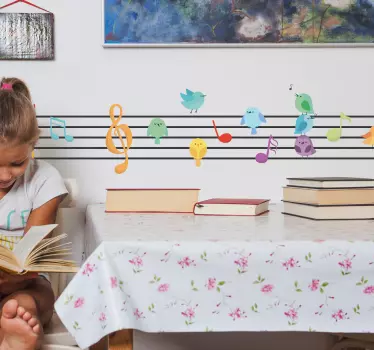 Sticker Chambre Enfant Oiseaux et Notes de Musique - TenStickers