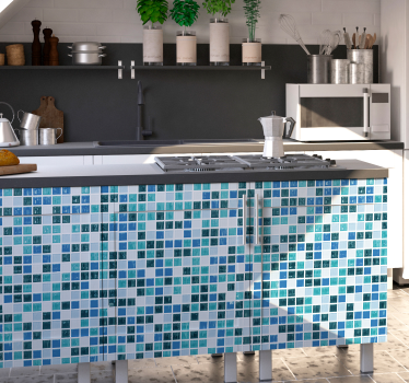 Sticker Pour Meuble Mosaïques Bleues - TenStickers