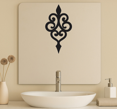 Sticker miroir bordure damassée enroulée - TenStickers
