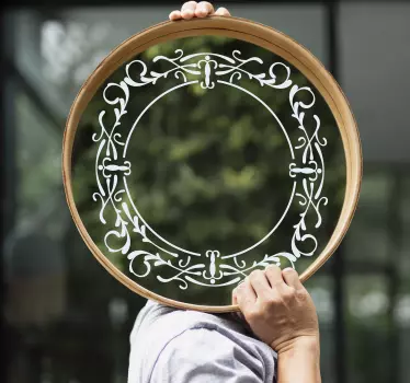 Sticker miroir cadre circulaire élégant - TenStickers