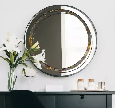 Sticker salle de bain miroir effet pierre - TenStickers