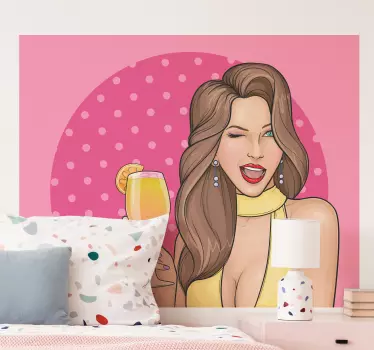 Sticker mode femme charmante qui cligne de l'Œil - TenStickers