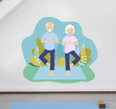 Sticker mode pratique de yoga pour seniors - TenStickers