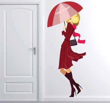 Sticker mode femme chic avec parapluie - TenStickers