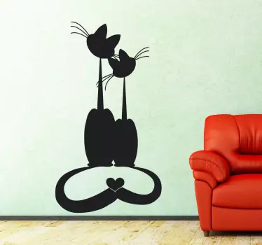 sticker monochrome chats amoureux - TenStickers