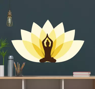Sticker Mural Fleur Fleur de lotus avec femme pratiquant le yoga - TenStickers