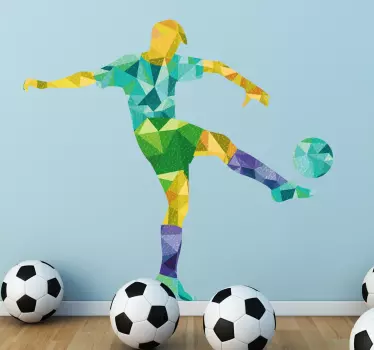Sticker foot joueur de football géométrique - TenStickers