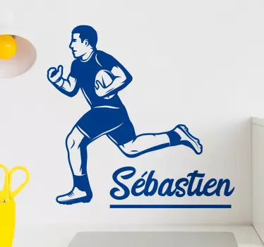 Sticker rugby joueur avec nom - TenStickers