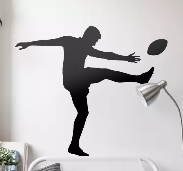Sticker Mural Rugby Joueur de rugby, coups de pied, silhouette - TenStickers