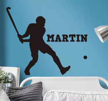 Sticker chambre enfant joueur hockey avec prénom - TenStickers
