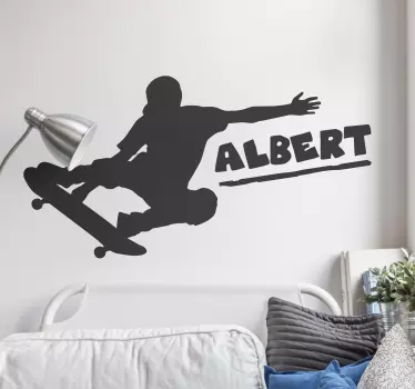 Sticker mural silhouette skateur personnalisable - TenStickers