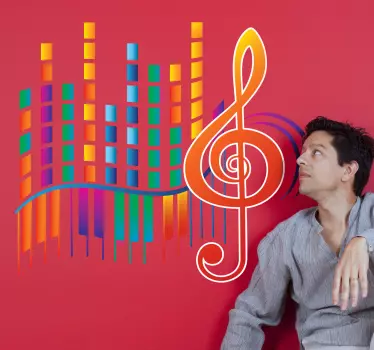 Sticker musique clé de sol couleurs - TenStickers