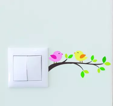 Sticker interrupteur moineaux sur une branche - TenStickers